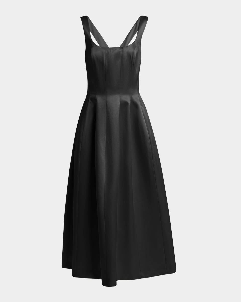 Sleeveless Satin Fit-&-Flare Midi Dress